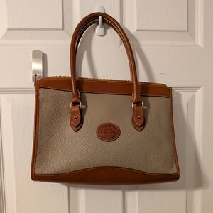Vintage Siesta ValleyTaupe Pebble Leather Satchel with Brown Trim